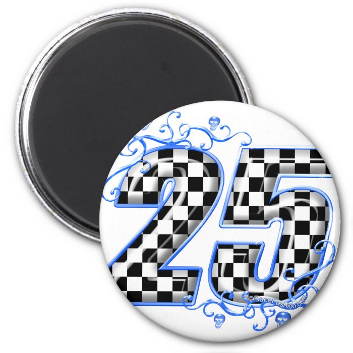 25 blue racing number fridge magnets