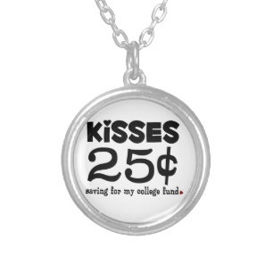 25 Cents Kisses Silver Plated Necklace