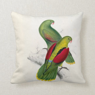 #25-Crimson-winged parrakeet pair Throw Pillow