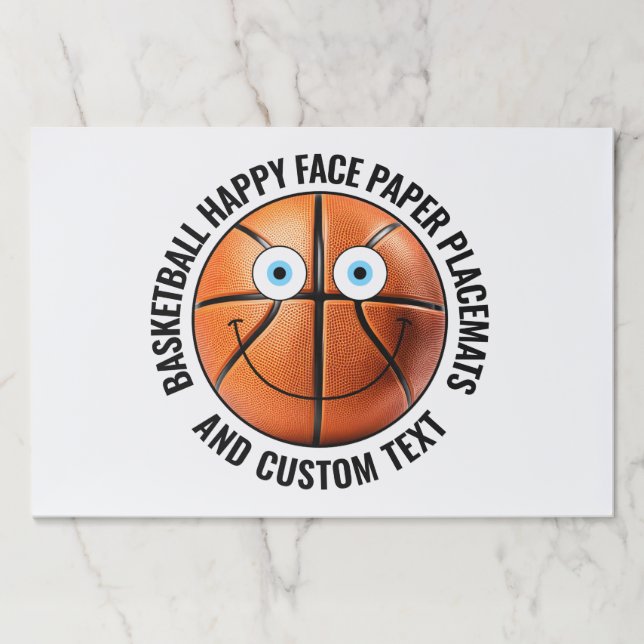 25 Custom Basketball BLUE EYES Happy Face Placemat (Front)