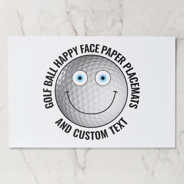 25 Custom Golf Party BLUE EYES Happy Face Placemat (Front)