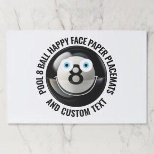 25 Custom Pool Ball BLUE EYES Happy Face Placemat