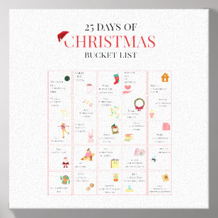 25 Days of Christmas Bucket List Art Canvas Photo Tile