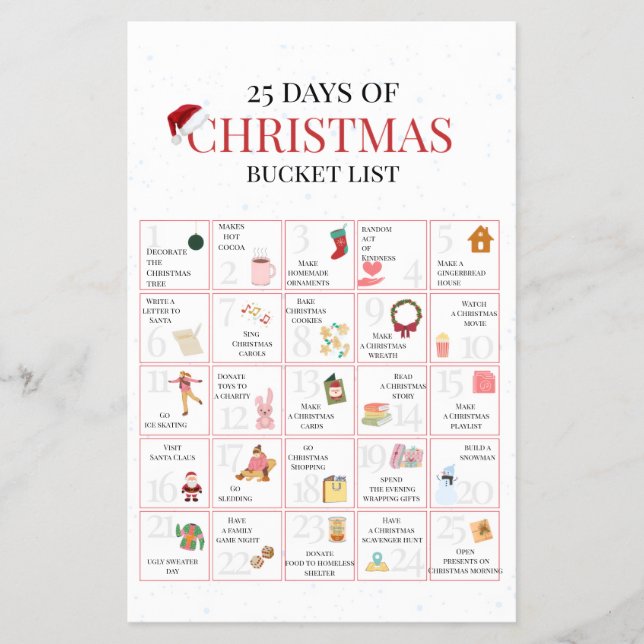 25 Days of Christmas Bucket List Art Flyer (Front)