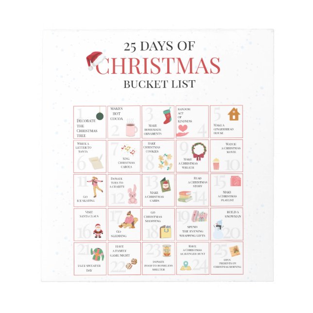 25 Days of Christmas Bucket List Art Notepad (Front)