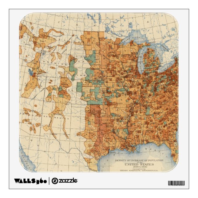 25 Density of increase of population, US, 18901900 Wall Sticker (Front)