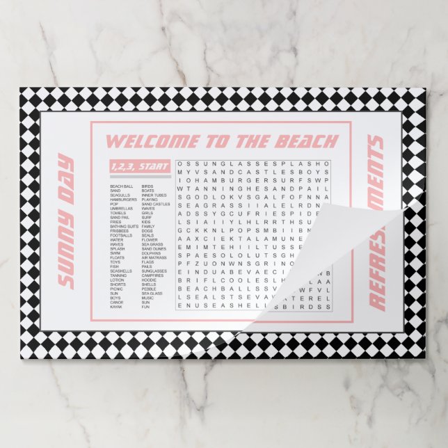 25 Designer Beach Themed Paper Placemats (Folded)