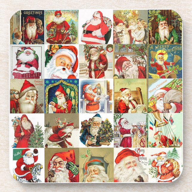 25 Different Santas Version 2 Beverage Coaster (Front)