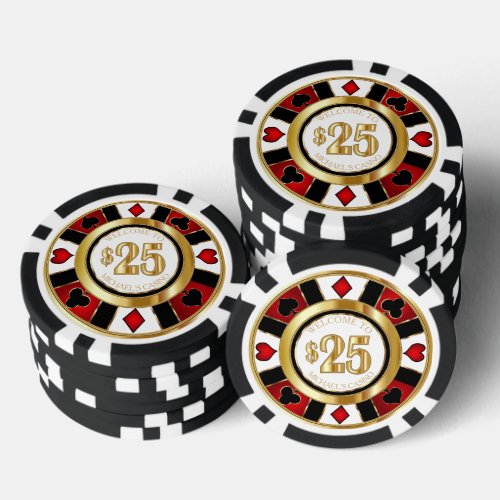 25 Dollar Casino Poker Chip Las Vegas _ RedWhite