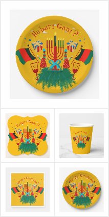 25+ Edit Text Matching Yellow Kwanzaa Party Set