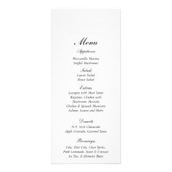 25 Elegant White/Silver Wedding Menu Tags Rack Card Template