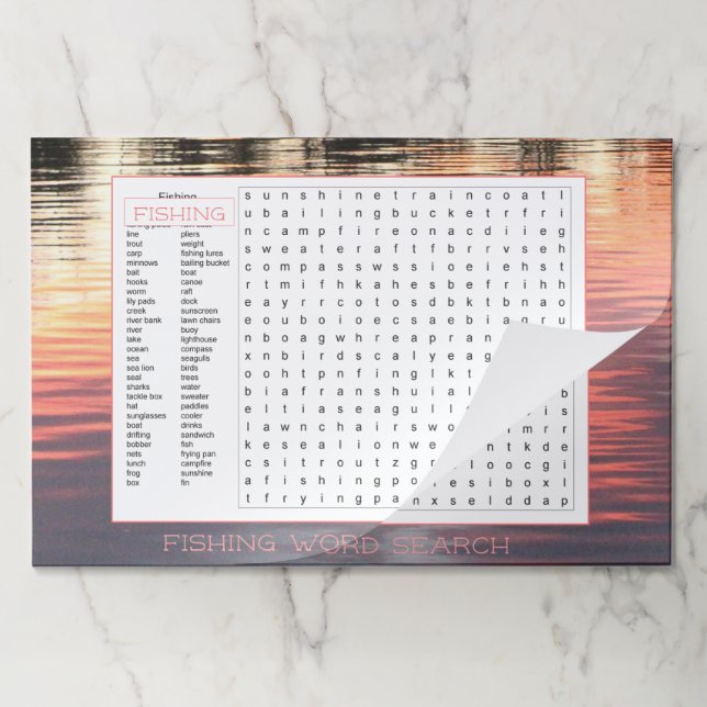 25 Fishing Game Paper Placemats (Folded)