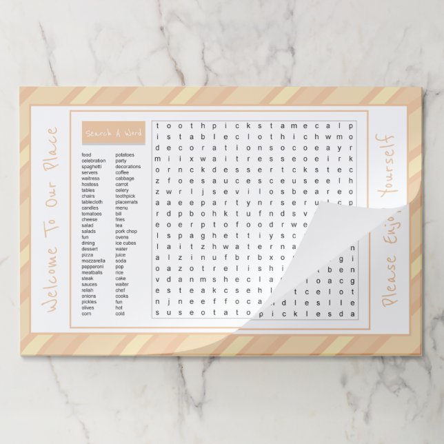 25 Fun Restaurant Style Paper Placemats (Folded)