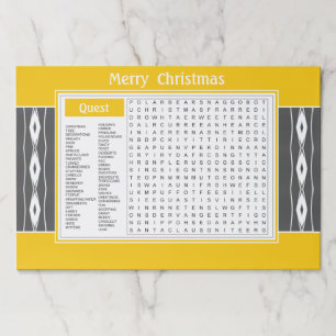 25 Golden Christmas Game Paper Placemats