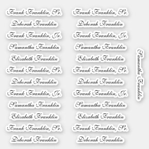 25 Guest Names Elegant English P Calligraphy Sticker