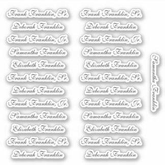 25 Guest Names Elegant English P Calligraphy Sticker