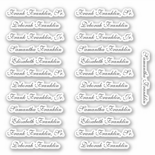 25 Guest Names Elegant English P Calligraphy Sticker