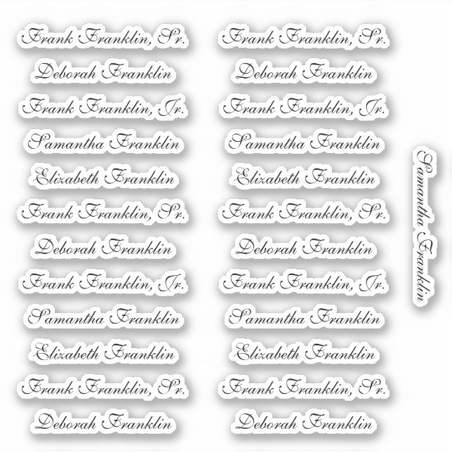 25 Guest Names Elegant English P Calligraphy Sticker (Front)
