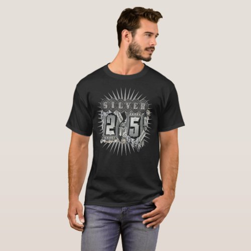 25 in Silver Commemorative Silver Scrolls T_Shirt