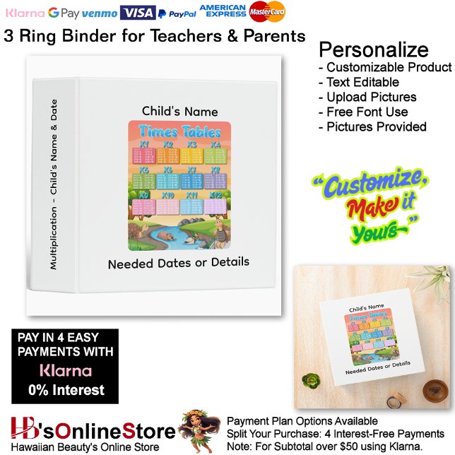 25 Learn Multiplication Child's Name Date Teacher  3 Ring Binder (25 Learn Multiplication Child's Name Date Teacher 3 Ring Binder.)