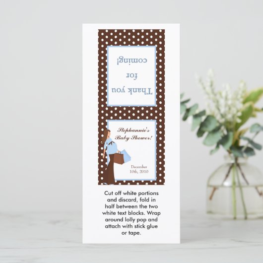 25 Lollipop Topper Blue Mod Mom Polka Dots (Standing Front)