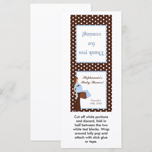 25 Lollipop Topper Blue Mod Mom Polka Dots (Front/Back)