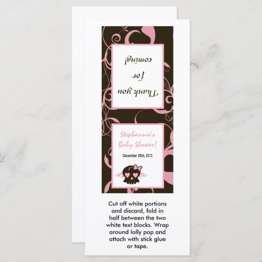 25 Lollipop Topper Girly Girl Pink Punk Rock Skull (Front/Back)