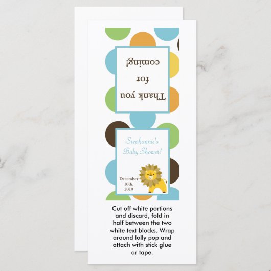 25 Lollipop Topper Jungle King Lion Safari Zoo (Front/Back)