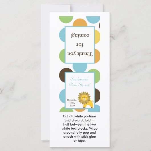 25 Lollipop Topper Jungle King Lion Safari Zoo (Front)