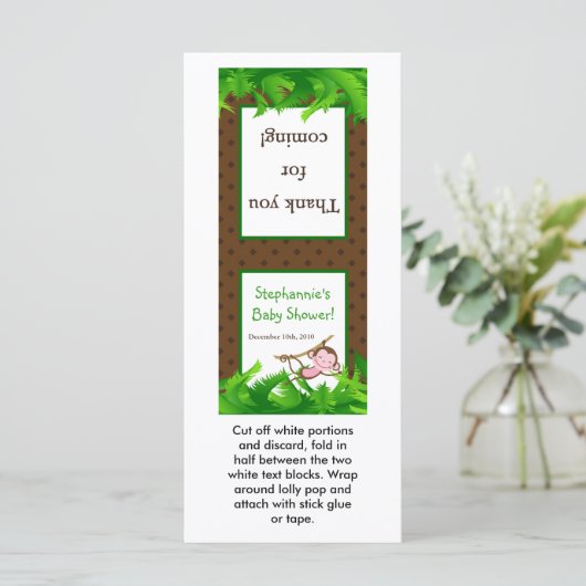 25 Lollipop Topper Monkey Swing Jungle Safari Zoo (Standing Front)