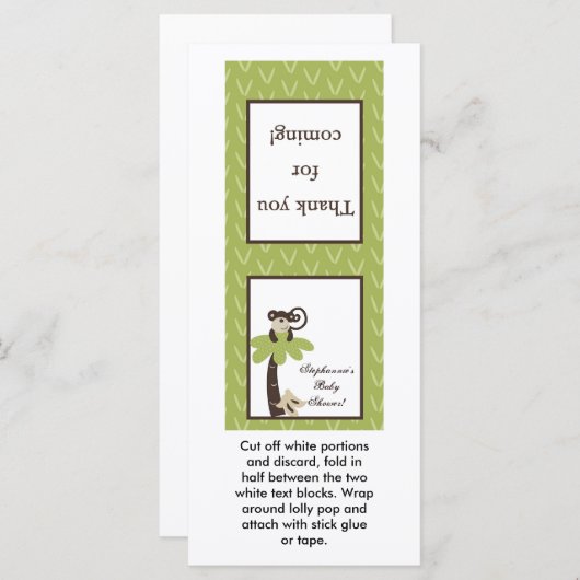 25 Lollipop Topper Monkey Time Zoo Animal (Front/Back)