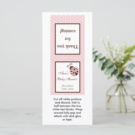 25 Lollipop Topper Pink Ladybug (Standing Front)