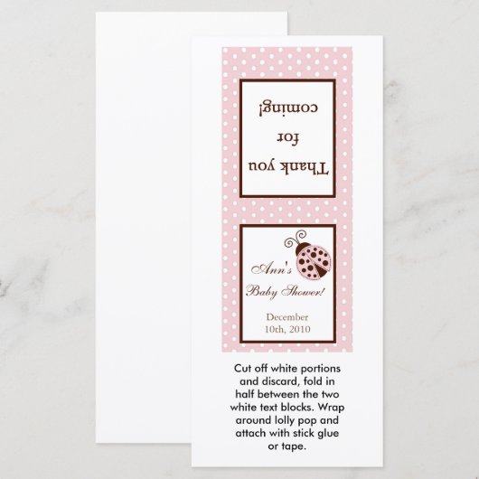 25 Lollipop Topper Pink Ladybug (Front/Back)