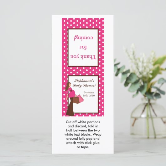 25 Lollipop Topper Pink Mod Mom Polka Dots (Standing Front)