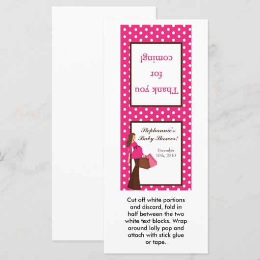 25 Lollipop Topper Pink Mod Mom Polka Dots (Front/Back)
