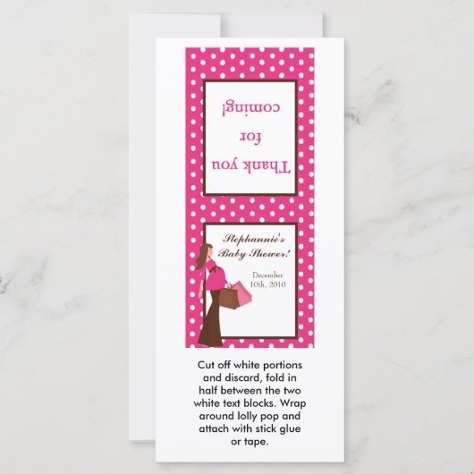 25 Lollipop Topper Pink Mod Mom Polka Dots (Front)