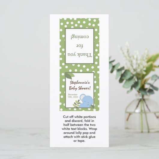 25 Lollipop Topper Safari Jungle Elephant Green (Standing Front)