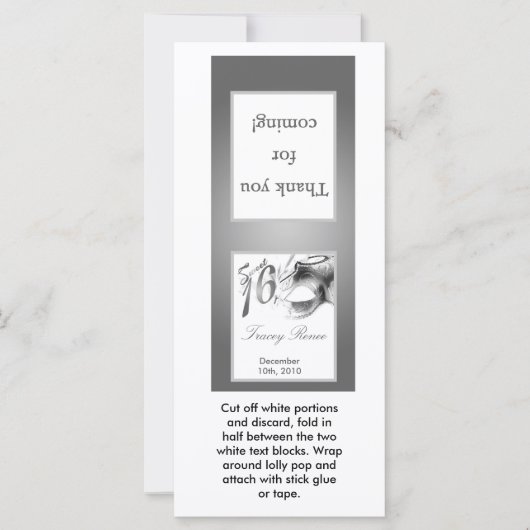 25 Lollipop Topper Sweet 16 Silver White Party (Front)