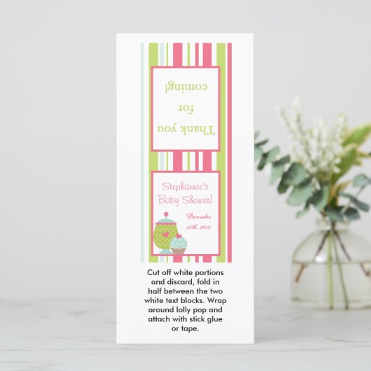 25 Lollipop Topper Tea Party Pink Pastel Flowers (Standing Front)