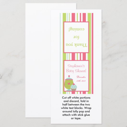 25 Lollipop Topper Tea Party Pink Pastel Flowers (Front/Back)