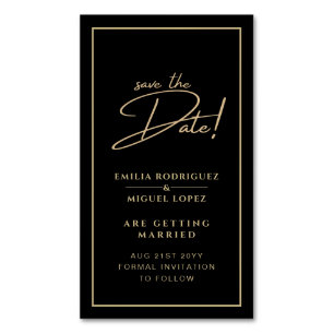 25 Magnetic black Gold Save Dates for Fridge Small Business Card Magnet