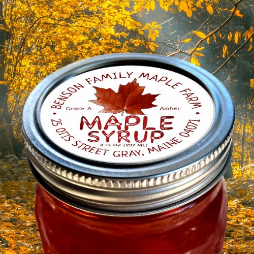 25 Maple Syrup Red Maple Leaf 25 vinyl labels 