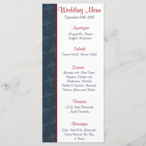 25 Menu Cards Airplane Flight  BlueRed Flying Boa