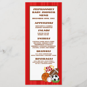25 Menu Cards All Star Red