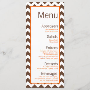 25 Menu Cards Brown Orange Chevron Name Focus