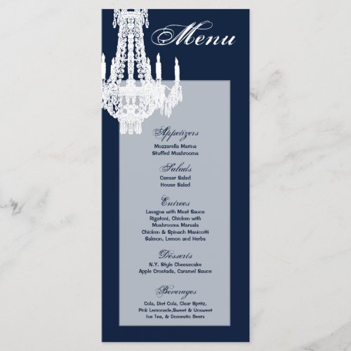 25 Menu Cards Crystal Chandelier Glitz Glamour Dia