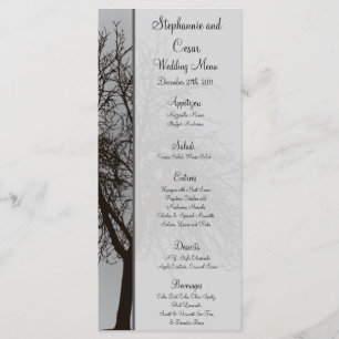 25 Menu Cards Gray Winter Trees Snow Bare