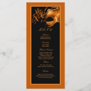 25 Menu Cards Mis XV Orange Black Party