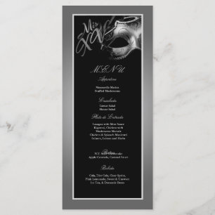 25 Menu Cards Mis XV Silver Black Party