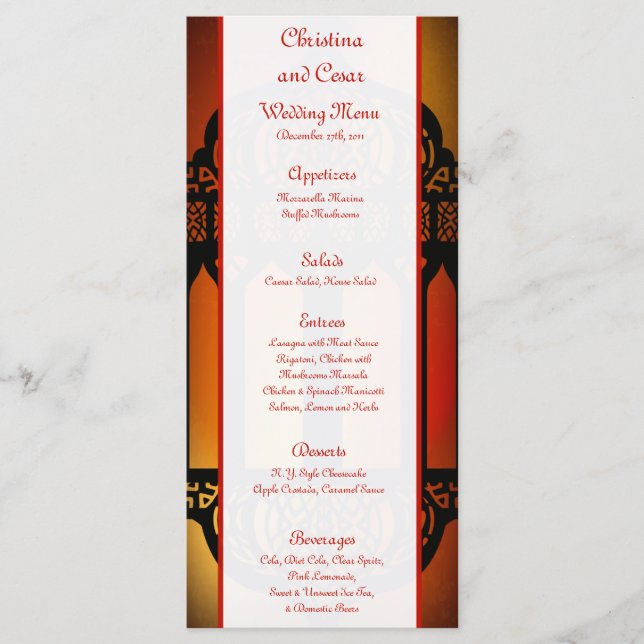 25 Menu Cards Moroccan Lantern (Front)